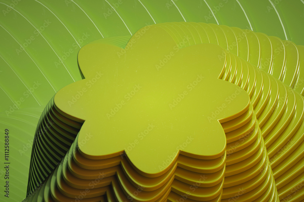 Fototapete 3D rendering with hoops in fancy dynamism. Simulating movement from top to bottom with marked light and shadows. 3D shapes with moving scale.