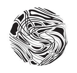 Psychedelic trippy pattern figure. Abstract minimalistic creativity and art. Geometric collage and composition. Rounded splashes. Linear vector illustration