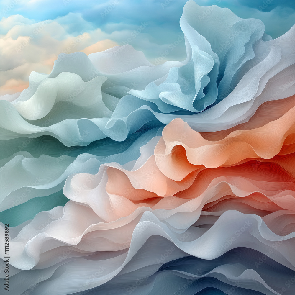Aufkleber abstract waves of soft colors create serene and calming atmosphere