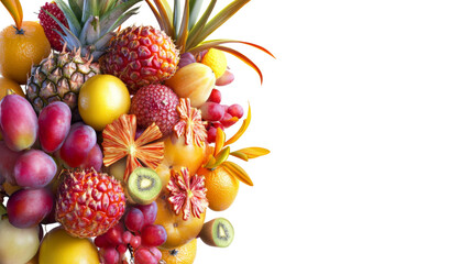 Tropical fruit arrangement transparent background