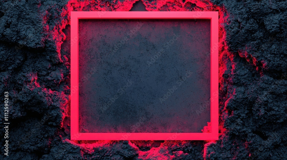 Poster a bold red frame is set against a textured dark background, creating a striking contrast that captur