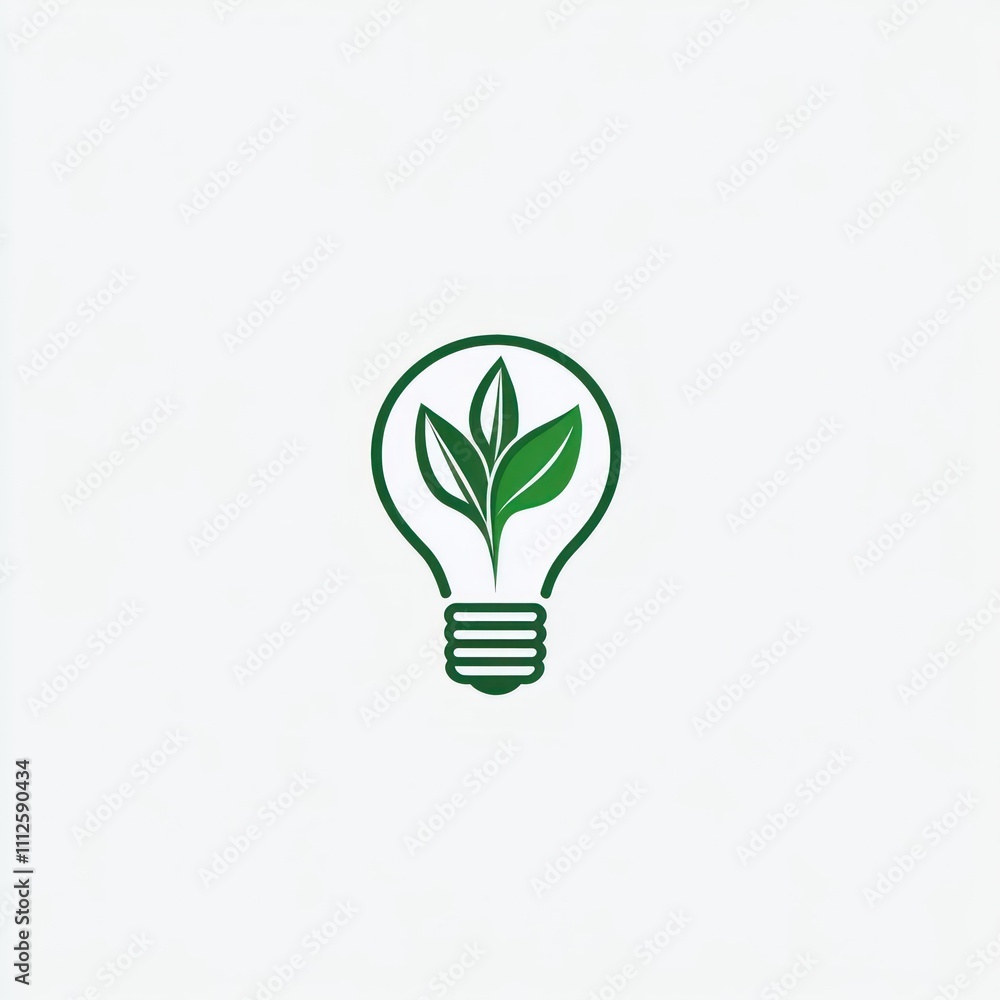 Poster here's a and keyword list for your image.. green energy concept lightbulb with leaves.