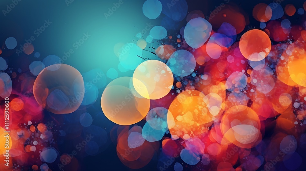 Poster abstract colorful bokeh background with blurred circles and splashes