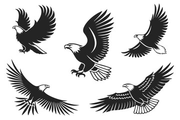 set of eagle vector silhouette