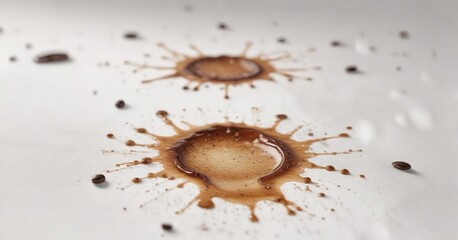 Obraz premium White background with coffee stain and droplets, coffee, droplets, white