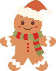 Cute gingerbread man with smile face for Christmas.