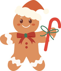 Cute gingerbread man with smile face for Christmas.