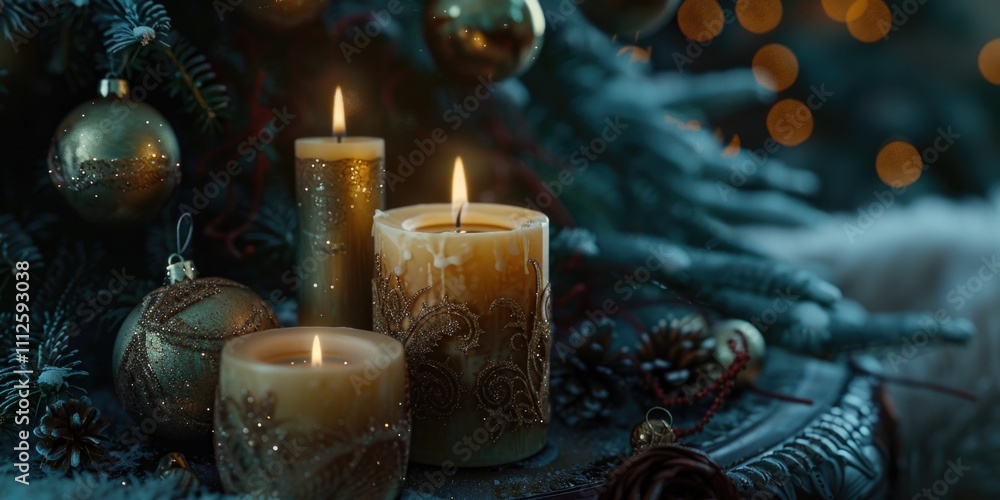 Poster a group of candles placed on a table, suitable for various settings and occasions