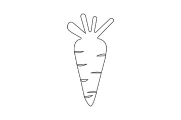 Carrot one line drawing of minimalist vector icon with black and white background
