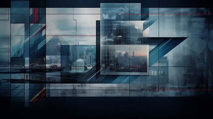 Abstract Metropolis: Geometric Cityscape Collage in Cool Tones