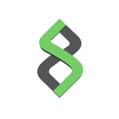 Fototapeta premium Abstract green and gray intertwined infinity symbol logo design.