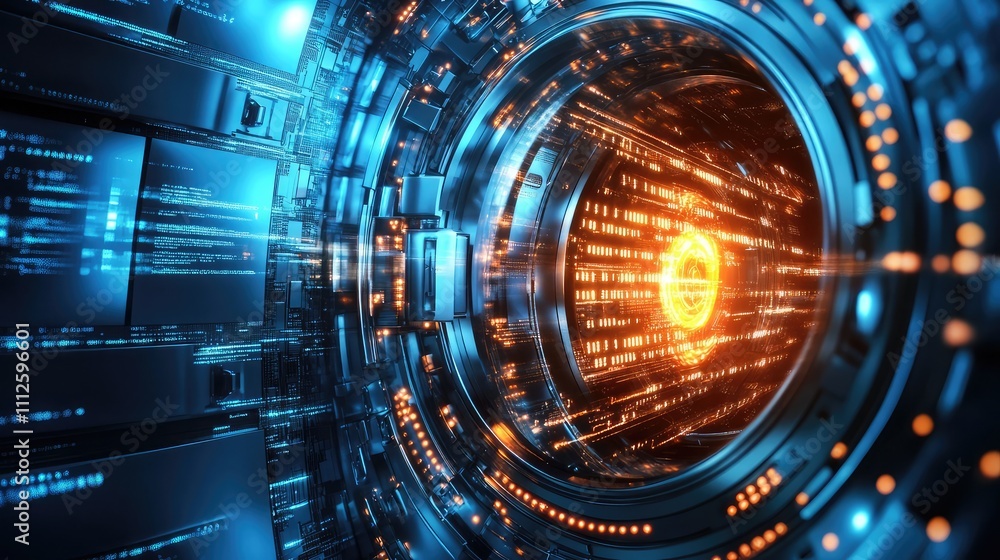 Aufkleber a creative depiction of a vault door glowing with secure data patterns