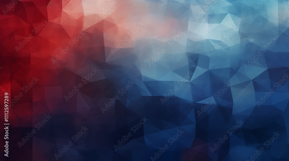 Poster abstract low-polygonal background with red and blue gradient