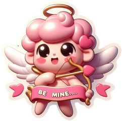 Charming Cupid Spreads Love with Golden Banner