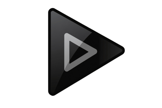 a black triangle with a white and grey triangle