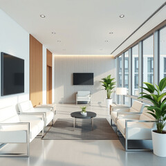 Fototapeta premium Office waiting room interior 3d rendering