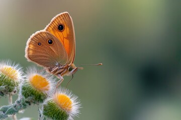 Obraz premium A brown butterfly perched on the petals of a colorful flower, perfect for illustrations or designs about nature and wildlife