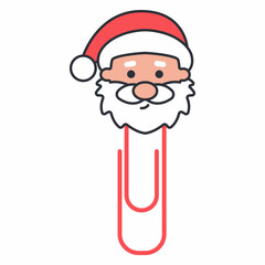 Christmas paper clip with Santa Claus vector cartoon illustration isolated on a white background.