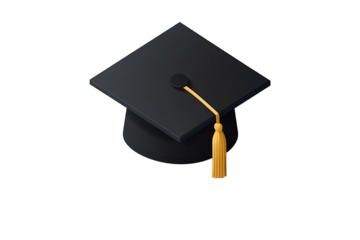 a black graduation cap with a yellow tassel