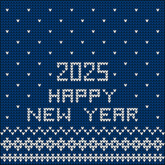 2025 and happy new year concept as knitted sweater pattern