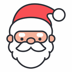 Cute Santa head vector cartoon icon isolated on a white background.