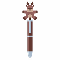 Christmas pen with reindeer vector cartoon illustration isolated on a white background.