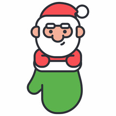 Santa Claus in mitten vector cartoon illustration isolated on a white background.