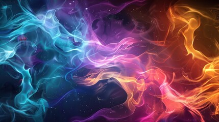 Obraz premium Abstract background of colorful smoke swirls against a dark background