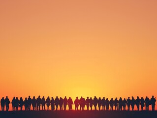 Sunset Queue of Travelers at the Border
