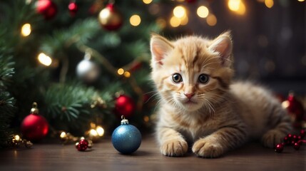 cat with christmas decorations