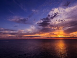 Night ocean and beautiful dusk sky