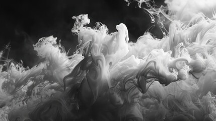Artistic depiction of thick white smoke plumes on a black background