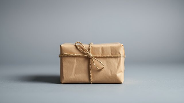 A simple brown package tied with twine, a rustic and elegant gift for any occasion.