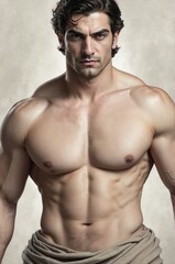 Fototapeta premium Strong Greek man gazing confidently at the camera