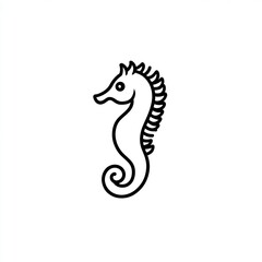 Fototapeta premium Here's a suggested , description, and keywords for your stock photo.. Simple Line Art Seahorse Illustration.