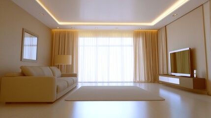 Fototapeta premium Modern living room with stylish lighting and decor