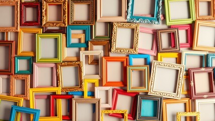 A symphony of colorful picture frames, each a canvas waiting to be filled with memories, stories, and moments of life.