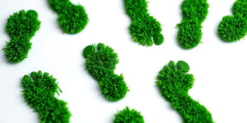 Green Footprints on a White Background A Symbolic Representation of Nature's Impact and the Need for Sustainable Practices