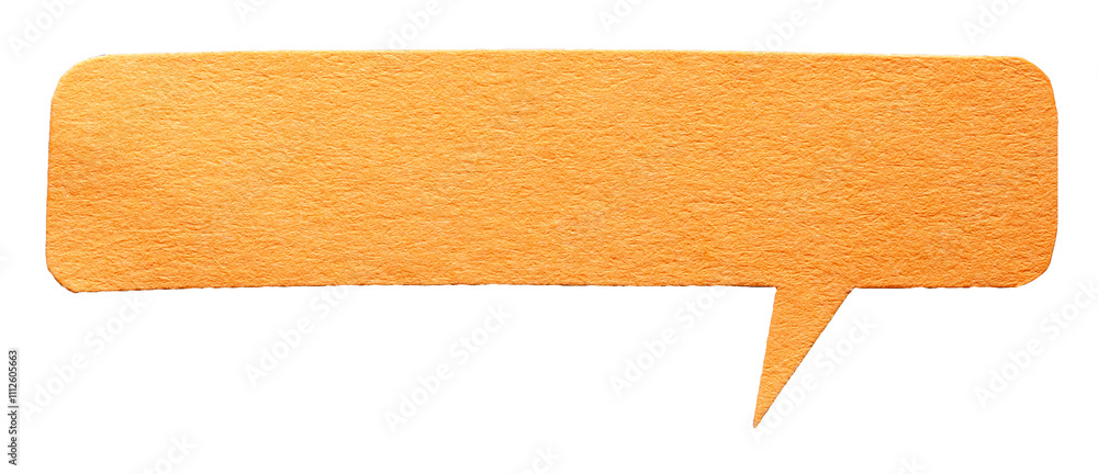 Aufkleber orange blank cut out cardboard paper speech bubble with round rounded corners rough edges, copy spac