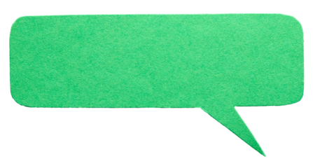 Green blank cut out cardboard paper speech bubble with round rounded corners rough edges, copy space for text on transparent png background design element