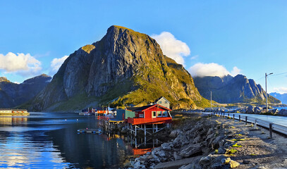 Lofoten Islands, scenic mountain coastal landscape.. Norway