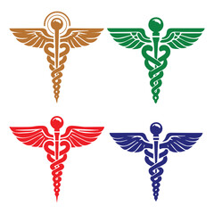 Caduceus Medical Symbol Vector Silhouette for Healthcare and Medicine, Ai generated	