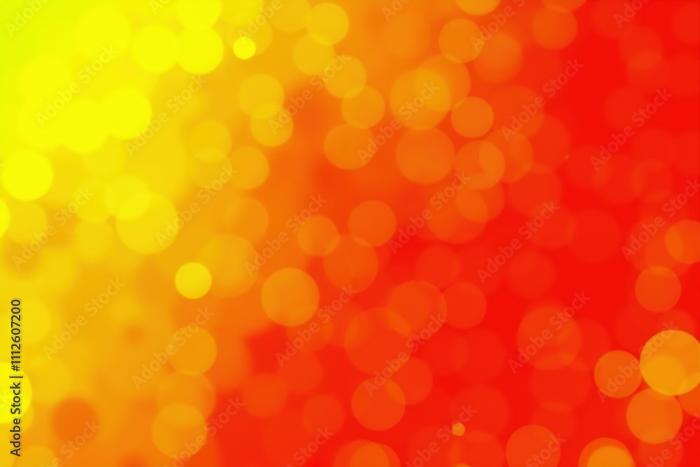 Poster vibrant bokeh background with red and yellow gradient light orbs.