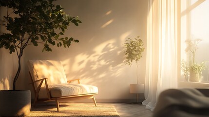 Minimal Backdrop with Illuminated Natural Elements in High 