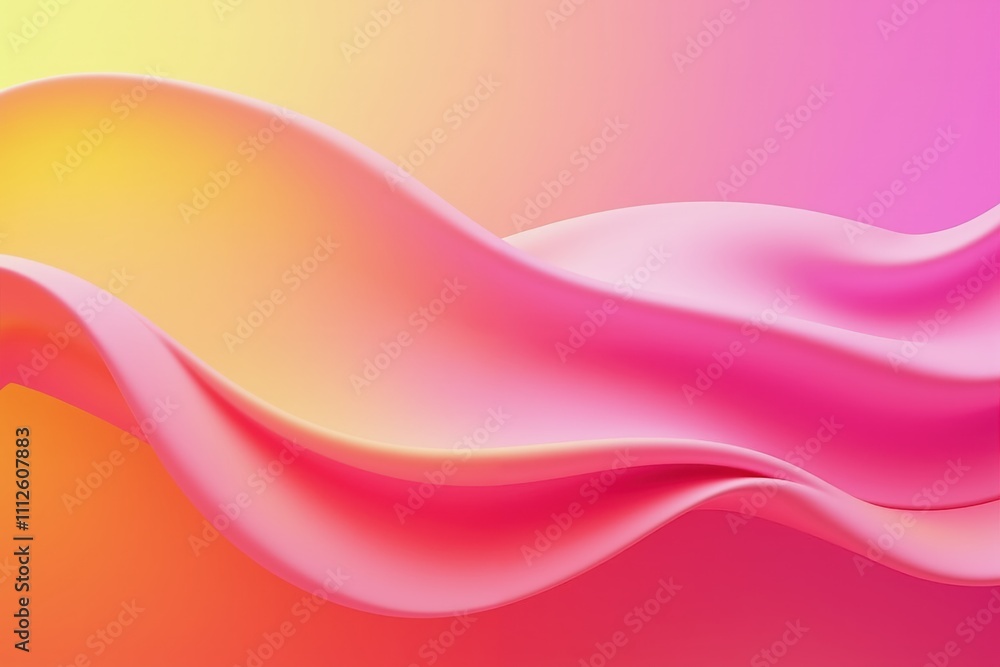Poster abstract pink and orange gradient waves with fluid shapes in soft lighting.