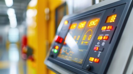 Fire alarms trigger evacuation response. Control panel in industrial setting