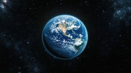 Fototapeta premium Planet earth rotating in space with north and south america visible black background