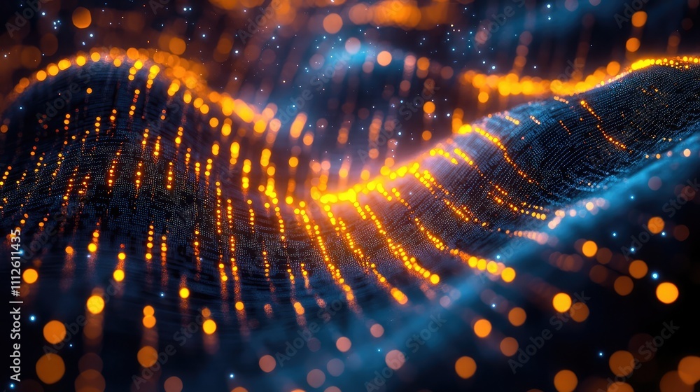 Poster a symbolic depiction of binary patterns forming into a secure lock