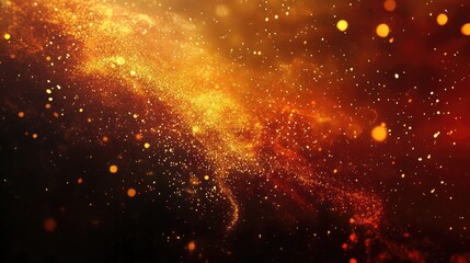 A vibrant fireworks display lighting up the night sky with golden and red sparks