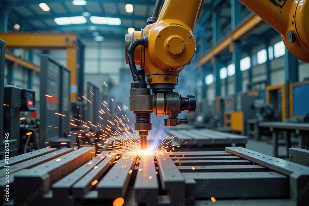 Poster industrial robotics revolutionizing manufacturing with advanced automation and precision engineering